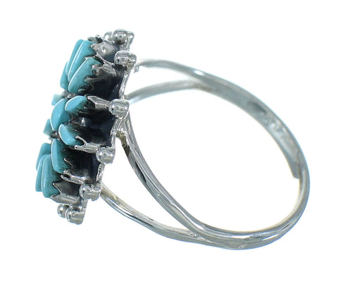 Southwest Genuine Sterling Silver Turquoise Needlepoint Ring Size 6-1/2 QX84736